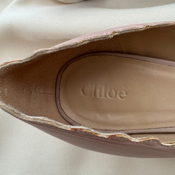 Chloé Lauren Scalloped Nude Leather Pumps, size 40 (size 9.5) - Picture 10 of 12